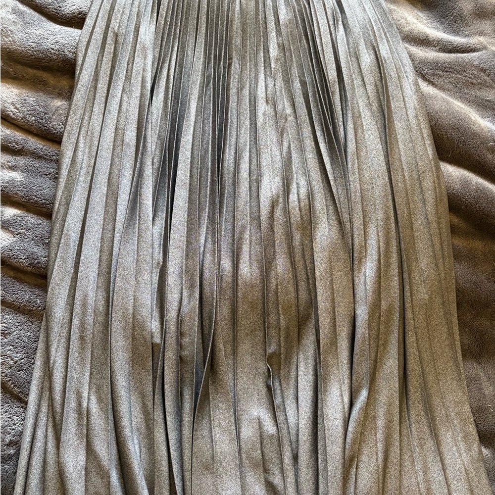 Halogen Gray Maxi Pleated A-line Skirt